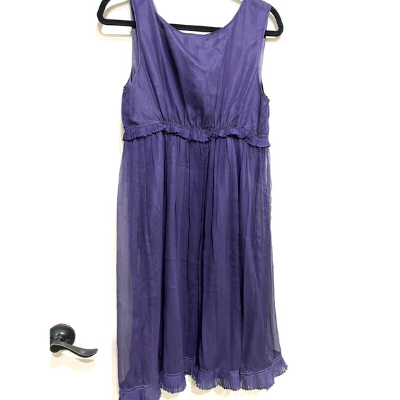 Womens Purple Baby doll , Grunge 100% Silk Dress, L ,Max Studio Special Edition - Picture 3 of 6
